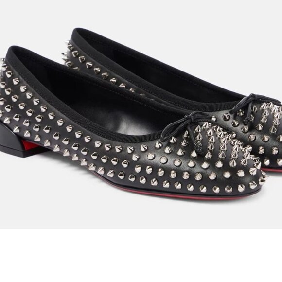 Christian Louboutin Sweetie Jane Spikes Leather Ballerina Flats - 7 US 37 EU - Picture 1 of 7